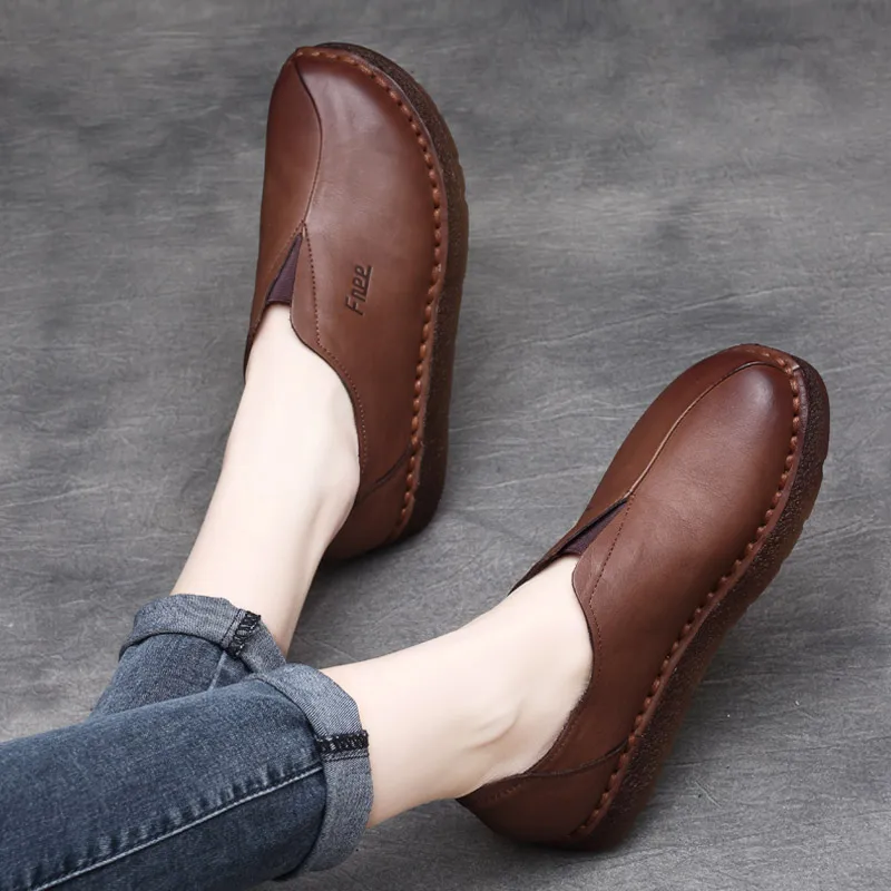 Женские лоферы Повседневная обувь из мягкой кожи Женская ручной работы