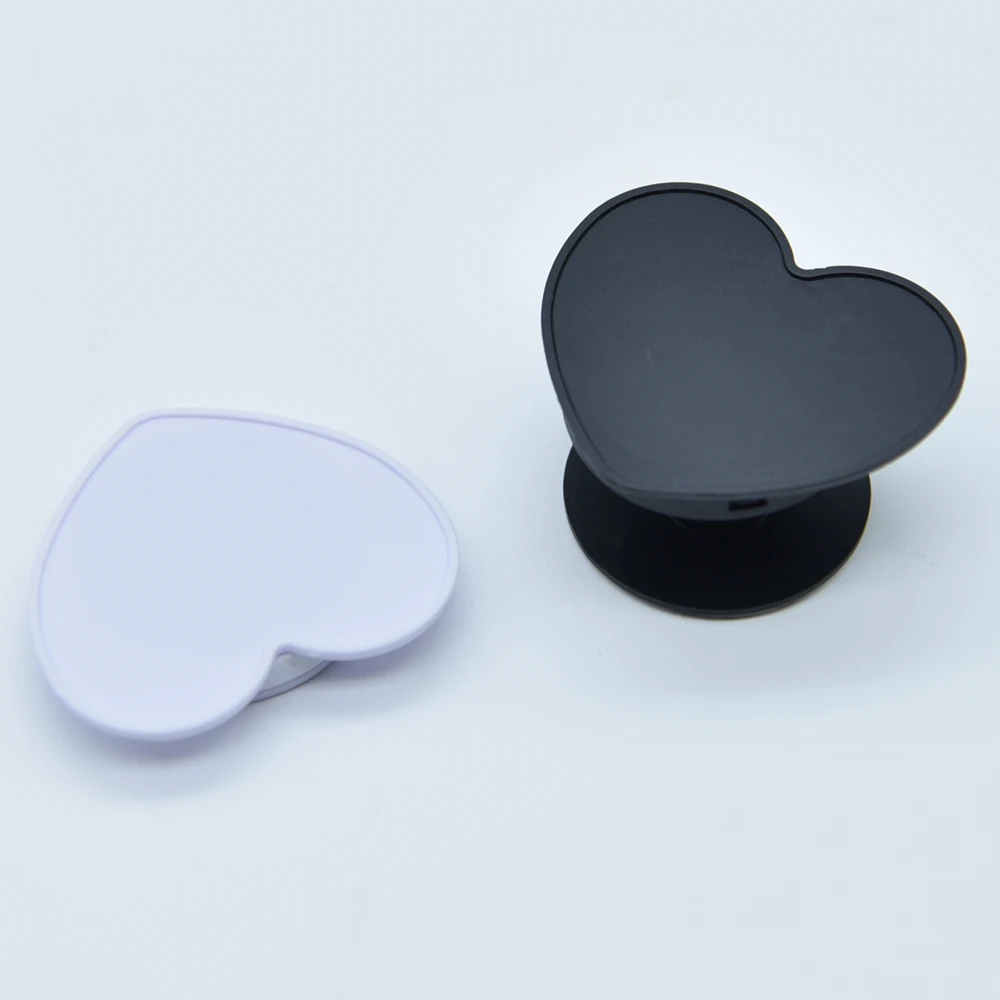 20pcs bulk collapsible transparent blank heart shape mobile phone stand grips holder with groove for resin vinyl diy for phones free global shipping