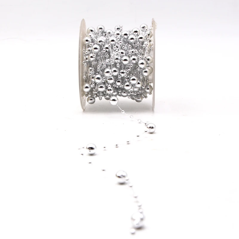 silver-750 5 м/15 м леска искусственная цепочка с жемчужными бусинами гирлянда цветы Свадебная вечеринка украшения невесты головные Уборы много цветов - Цвет: silver-750