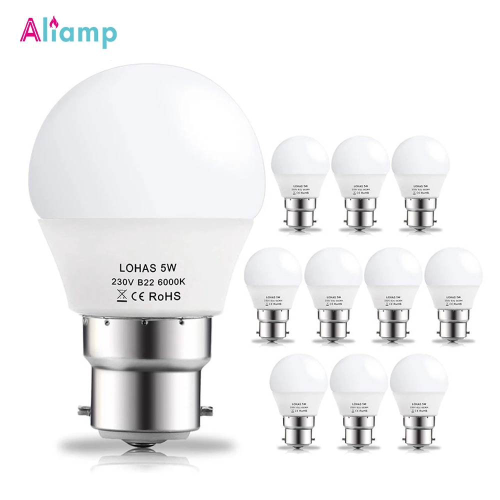 B22 байонетный базовый светодиодный светильник 5 Вт G45 теплый белый 2700 к Дневной 6000