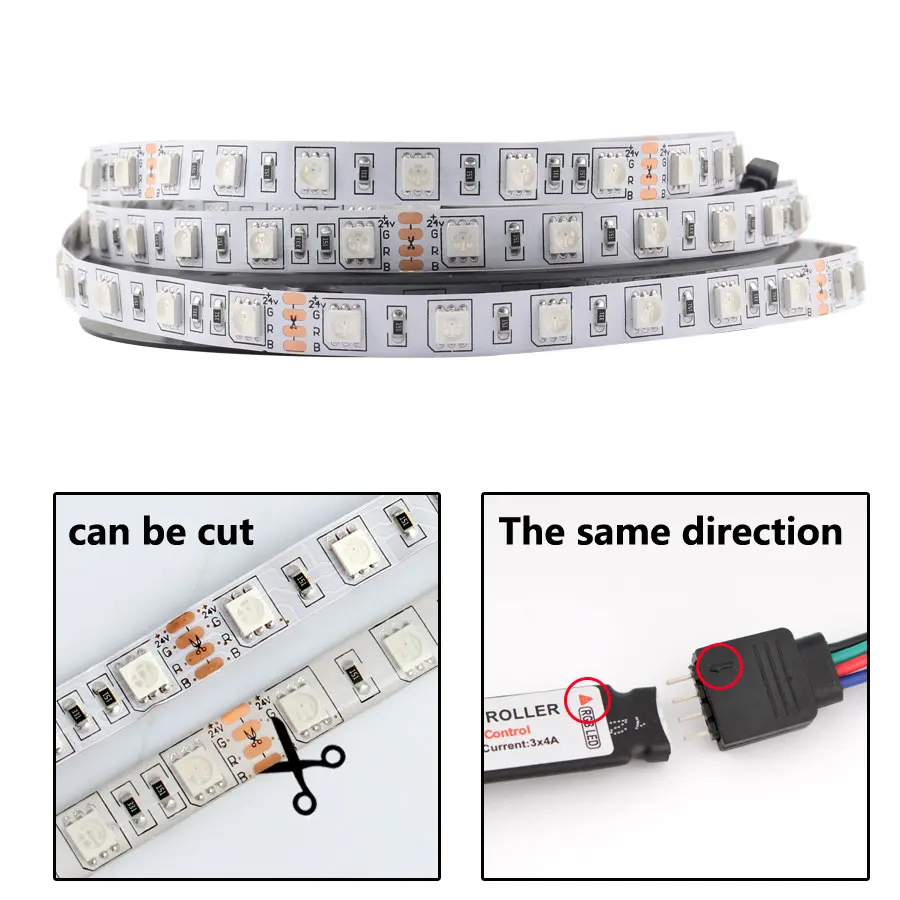 Светодиодная водонепроницаемая лента для подсветки телевизора 24 В 5 м 5050 RGB |