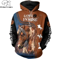 harajuku fashion autumn animal hoodies love horse brown 3d printed hoodie casual sweatshirt unisex pullover sudadera hombre
