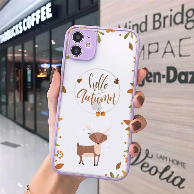 

autumn pumpkins and Fallen leaves Phone Case purple matte transparent For iPhone 7 8 x xs xr 11 12 pro plus max mini Clear