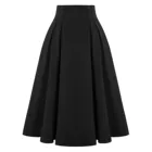 Женская длинная юбка, Повседневная винтажная Юбка-миди с карманами, с высокой талией, плиссированная, черная, осень 2021