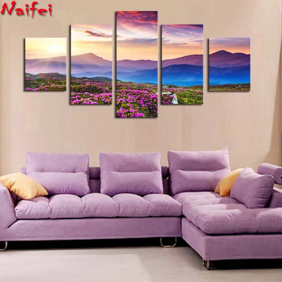 

Алмазная вышивка, 5 шт., Настенная картина с розовыми цветами, украшение для дома, бриллиантовая живопись 5d, полная вышивка