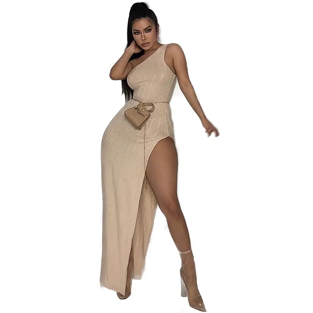 

Женское пляжное платье XLLAIS, длинное облегающее платье без рукавов, с разрезом, для отдыха и вечеринок, мягкая одежда