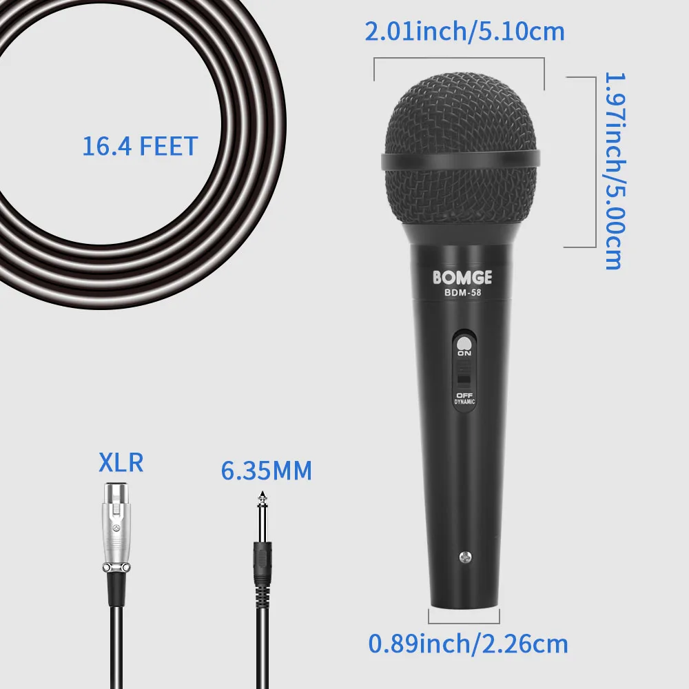 Микрофон для караоке BOMGE металлический проводной