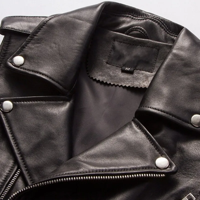 Жилет женский короткий из натуральной кожи мотоциклетная куртка без рукавов