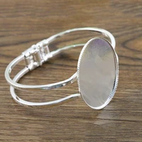 high quality 3040mm silver plated oval bangle base bracelet blank findings tray bezel setting cabochon cameo