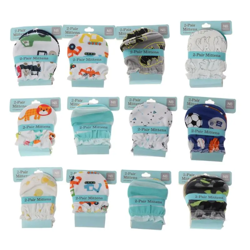 

2Pairs Fashion Baby Anti Scratching Gloves Newborn Protection Face Cotton Scratch Mittens