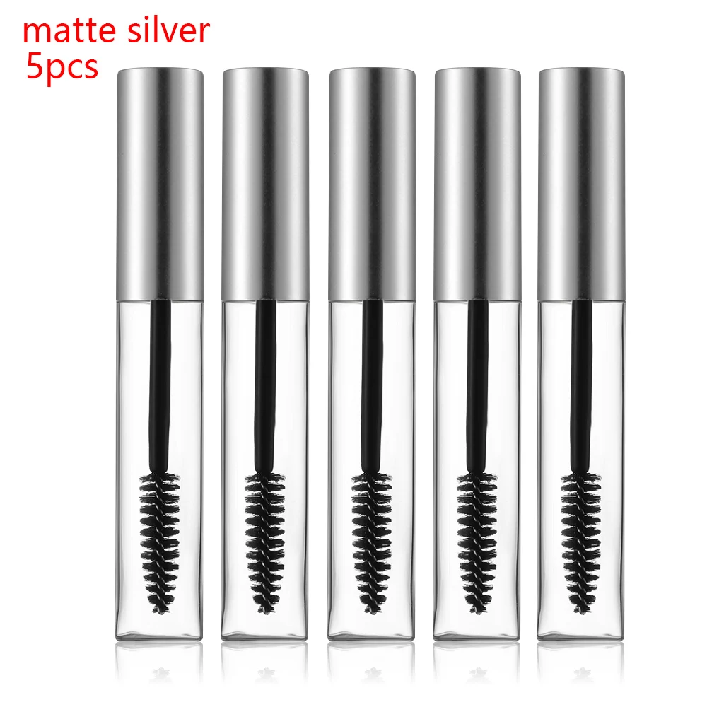 matte silver 5 шт. 10 мл пустая тушь для туши с палочкой для ресниц флакон для крема для ресниц/контейнер с крышкой/бутылка для жидкости DIY контейнер для туши для ресниц - Цвет: matte silver