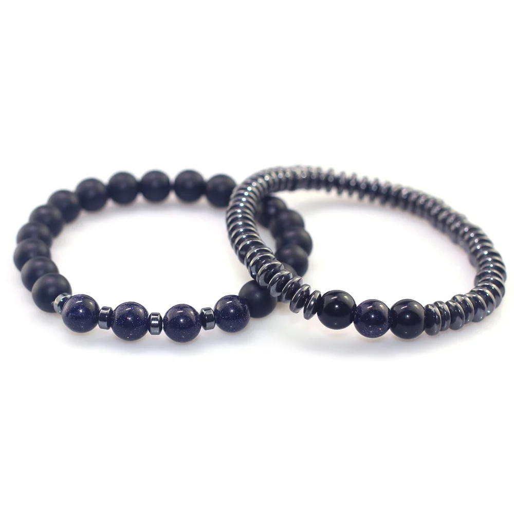 2 шт./компл. из натурального камня Шарм браслет бисера расстояние Йога гематит для