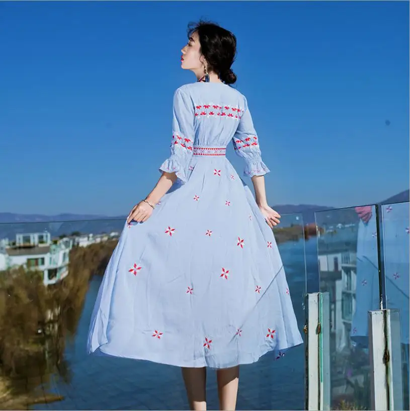 Женское летнее платье в стиле бохо сексуальное длинное с коротким рукавом и