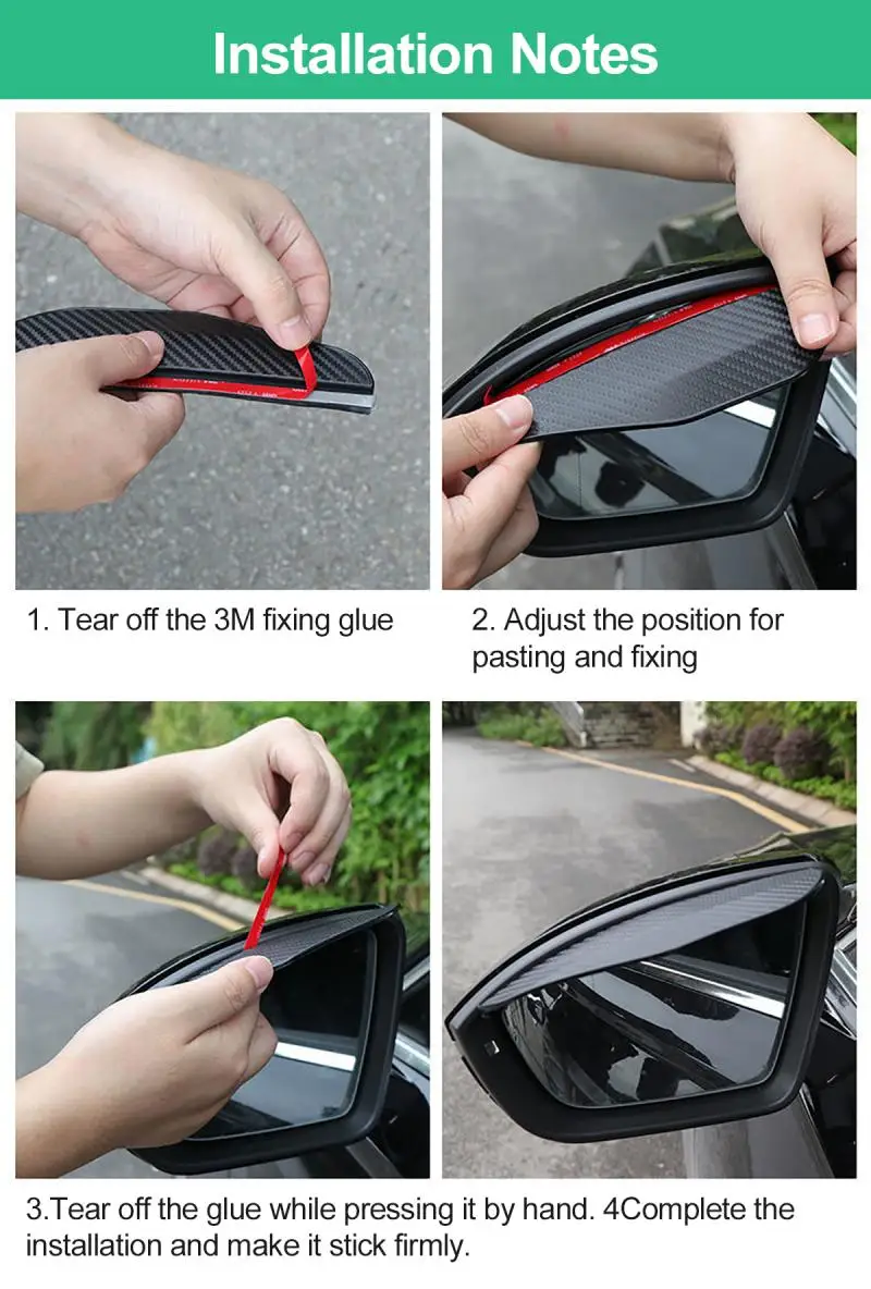 

2pcs Car Sticker Rain Shield Rain Shade Rainproof Decal Car Rearview Mirror Sticker