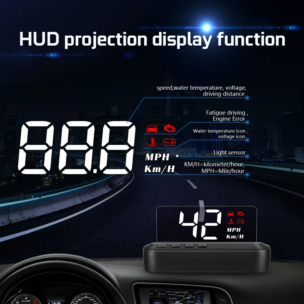 Автомобильный зеркальный HUD OBD2 дисплей C100 цифровой проектор скорости охранная