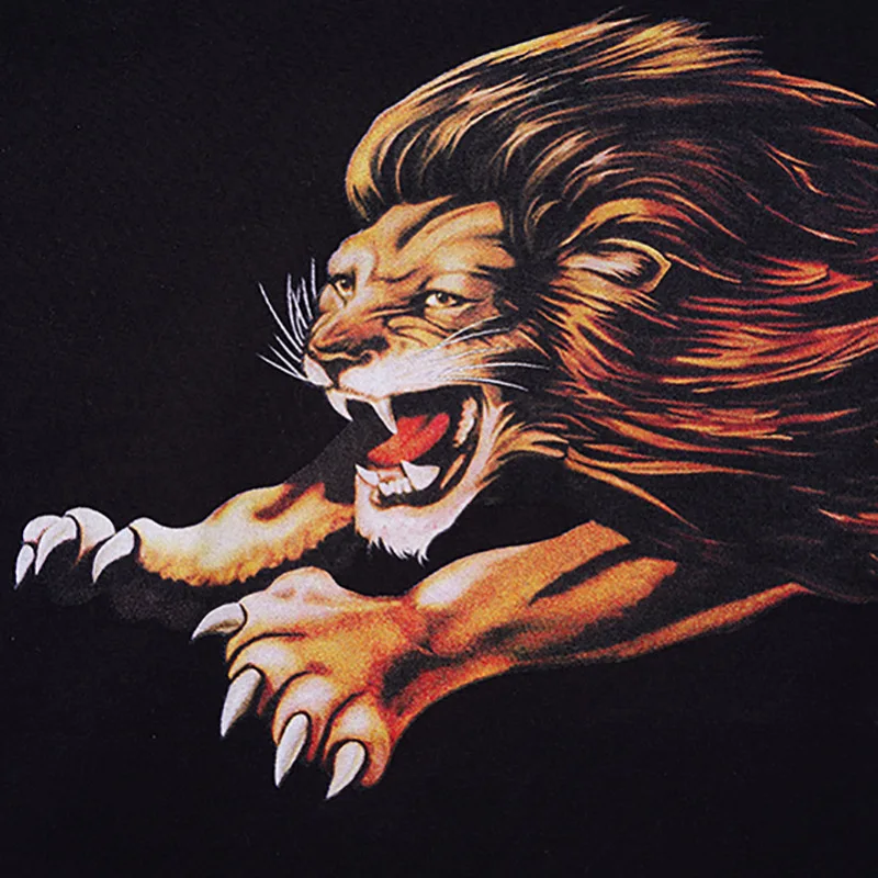 

luxury Men Novelty New High Ferocious lion T Shirts T-Shirt Hip Hop Skateboard Parkour Street Cotton T-Shirts Tee Top N191