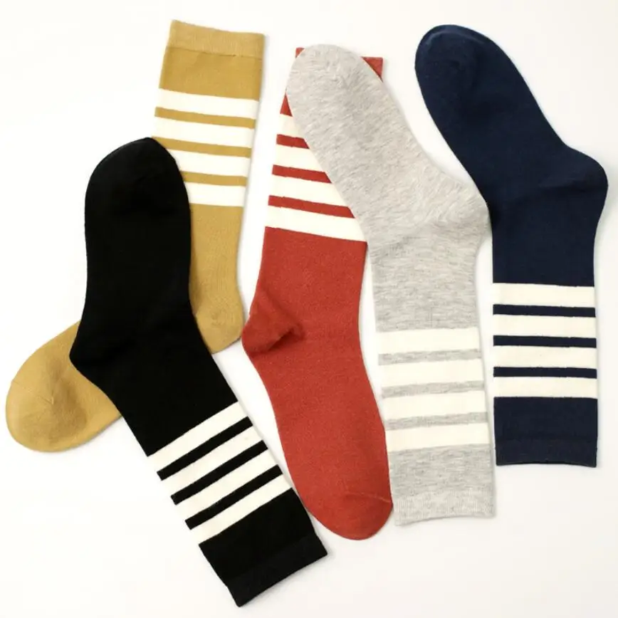 Cotton Houndstooth Crew Socks for Women 5 Pairs/ Lot Plaid Sock Striped Letters Print Knee-high Warm Thick Winter Socks