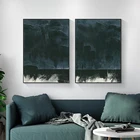 Абстрактные скандинавские темно-синие настенные картины искусство фотография украшение для гостиной спальни домашний декор