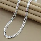 Новинка 925, серебро, 5,5 мм, Классическая плоская змея, Женская звеньевая цепь, ожерелья, фотоэлемент