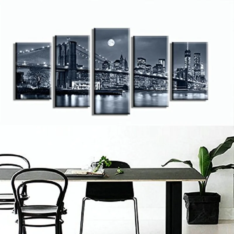 

No Framed 5 pieces Brooklyn Bridge New York Home Decor Modular Pictures Modern Canvas Paintings Printed Posters Wall Art