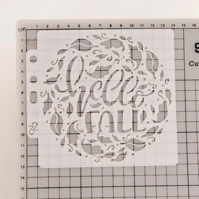 13*14 см круглые листья Осенние слова DIY слои трафареты картина фотография тиснение
