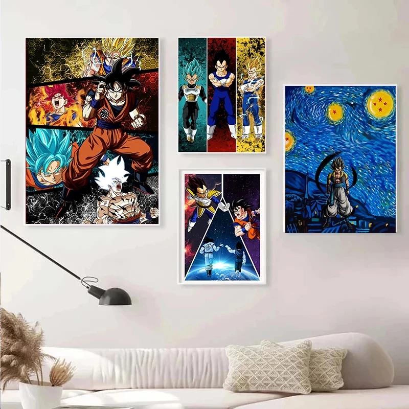 

Cartoon Characters Home Decor Anime Canvas Wall Painting Dragon Ball Pictures Goku Printing Modular Art Poster For Living Room
