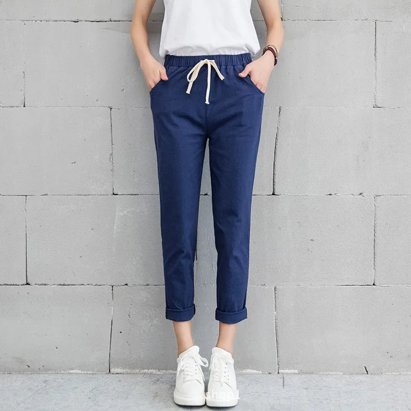 

Womens Fashion Brief Women Harem Pant Lady Chic Female Trousers Trendy Solid Regular Casual Drawstring Mid Waist Females Pants