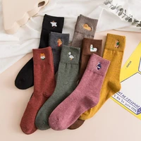 new hot embroidery cartoon cute womens socks college style cotton long socks for women harajuku vintager streetwear sock sox