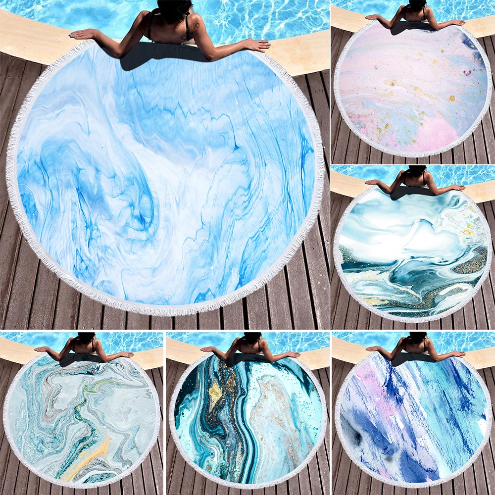 2020 Новое Мраморное позолоченное 3D печатное круглое пляжное полотенце