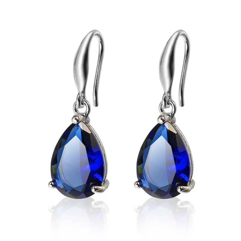 

Joiashome water drop sapphire earrings for women 925 sterling silver vintage blue gemstone earrings anniversary wedding jewelry