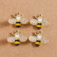 4pcs 1814mm enamel bee charms for jewelry making cute crystal charms fit pendants necklaces earrings bracelets diy crafts gift