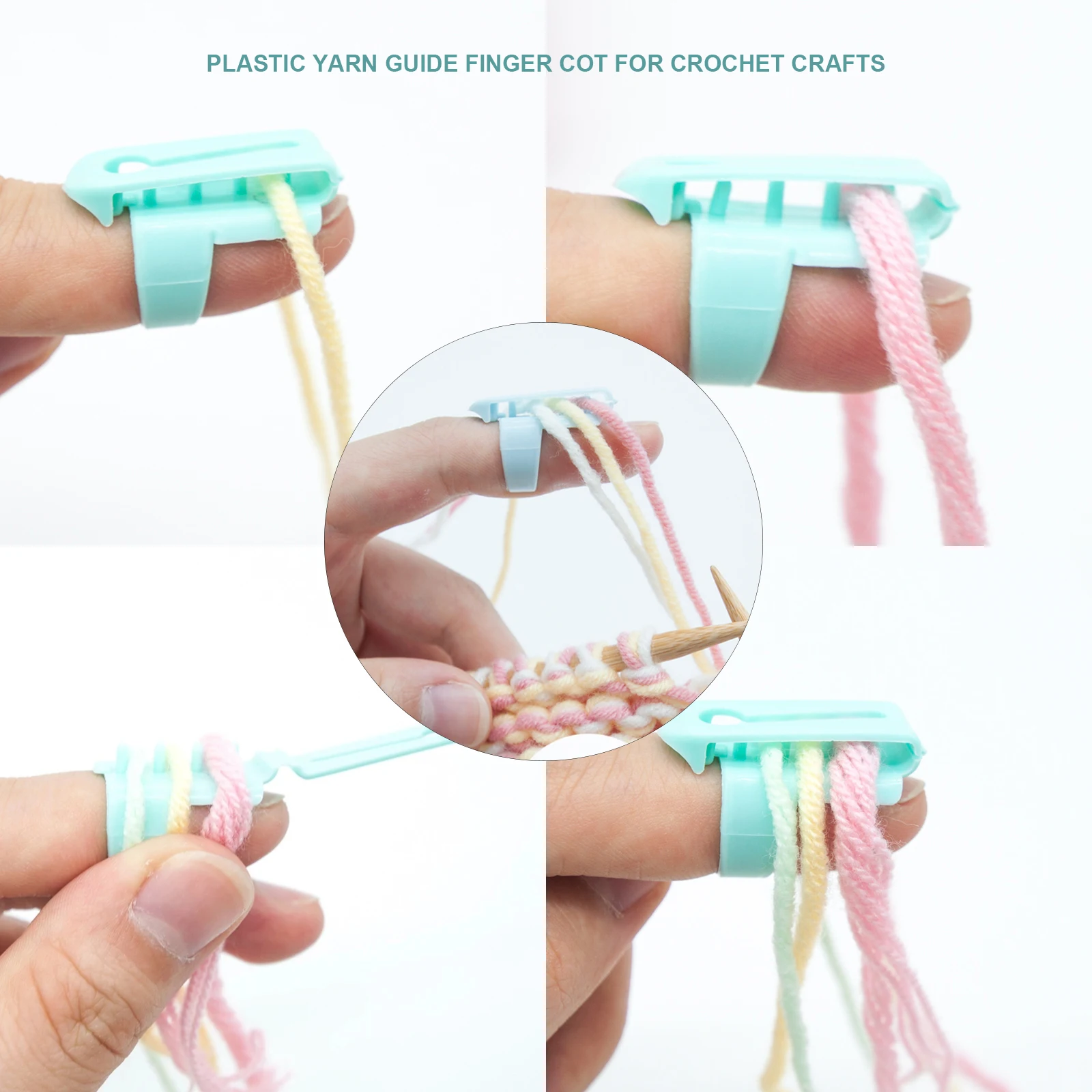 

6Pcs Yarn Guide Finger Holder Set Plastic Yarn Guide Finger Holder Knitting Thimble for Crochet Knitting Crafts Accessories