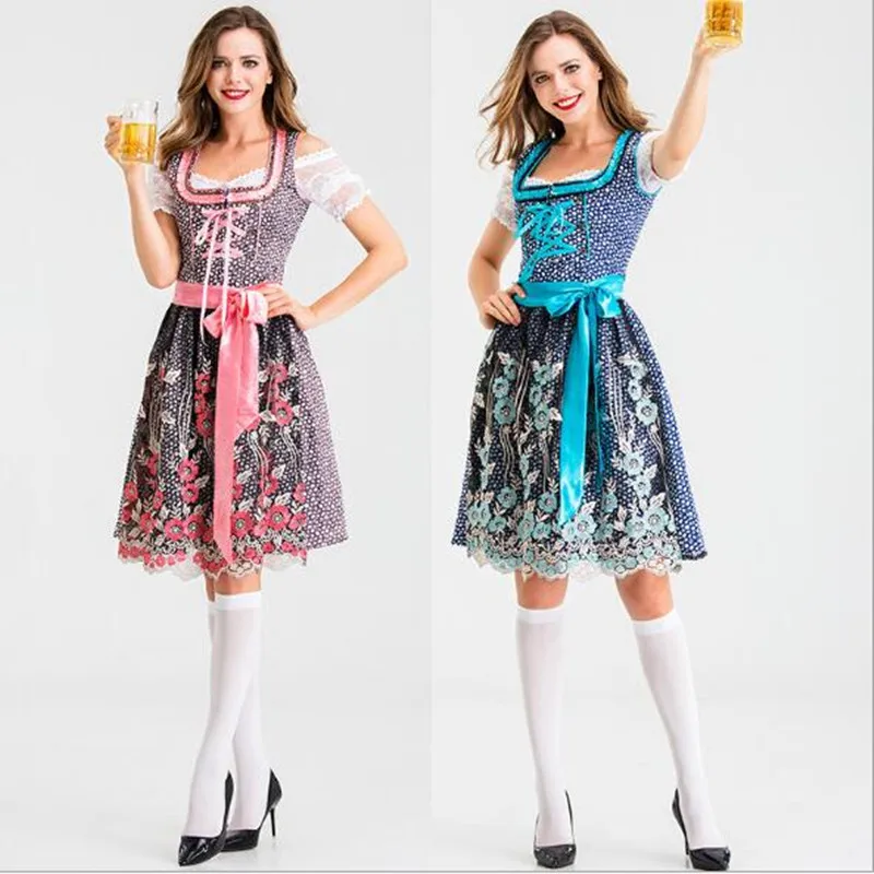 Сексуальный розовый костюм Баварской официантки на Октоберфест Женская