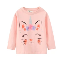hot selling girls t shirts for autumn spring cute cat print childrens cotton clothes long sleeve tops tees