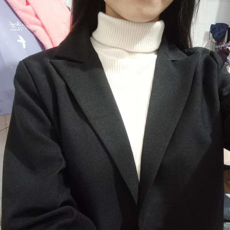 

Blazers Women Solid Vintage Popular Loose Minimalist Official Outwear Design Fashion Ulzzang Feminine Elegant Spring All-match