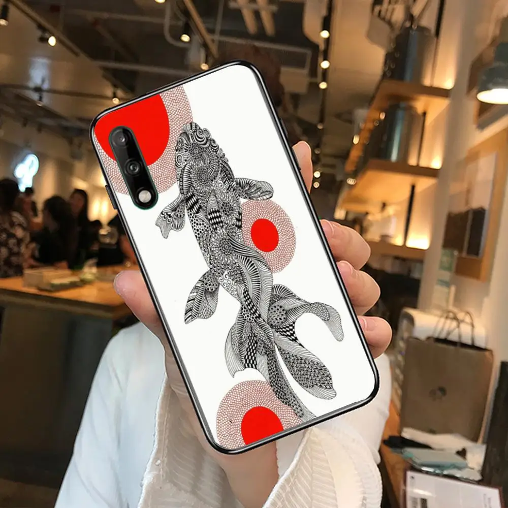 

Bring lucky Carp Clear Phone Case For Huawei Y 5 6 7 8 9 A P S Pro 2020 2019 Black Etui Coque Hoesjes Comic Fashion