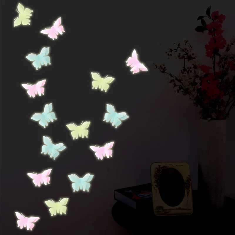 

6Pcs Luminous Stickers For Kids Rooms Double Layer Butterflies Home Decor Glow In The Dark Art Fluorescent Adhesive Stickers