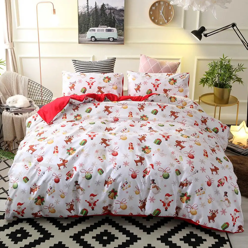 2/3 шт. Постельное белье Рождественский Санта и олень рисунком снеговика мягкий