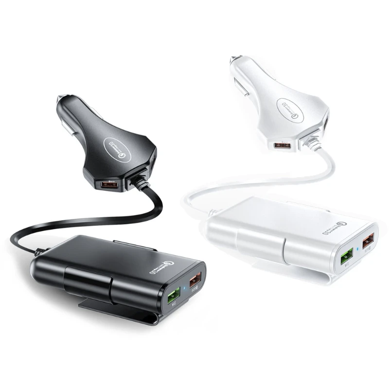 

4 USB QC 3.0 Car Charger Quick Charge Front/Back Seat Chargers Adapter With 1.7M Cable 4 USB 1.8A Power Ports