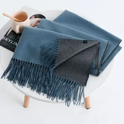 Denim Blue Grey Зимний длинный женский шарф, модные теплые мягкие кашемировые шарфы для женщин, толстые пашмины шали, женские хиджаб, шарф, накидки - Цвет: Denim Blue Grey