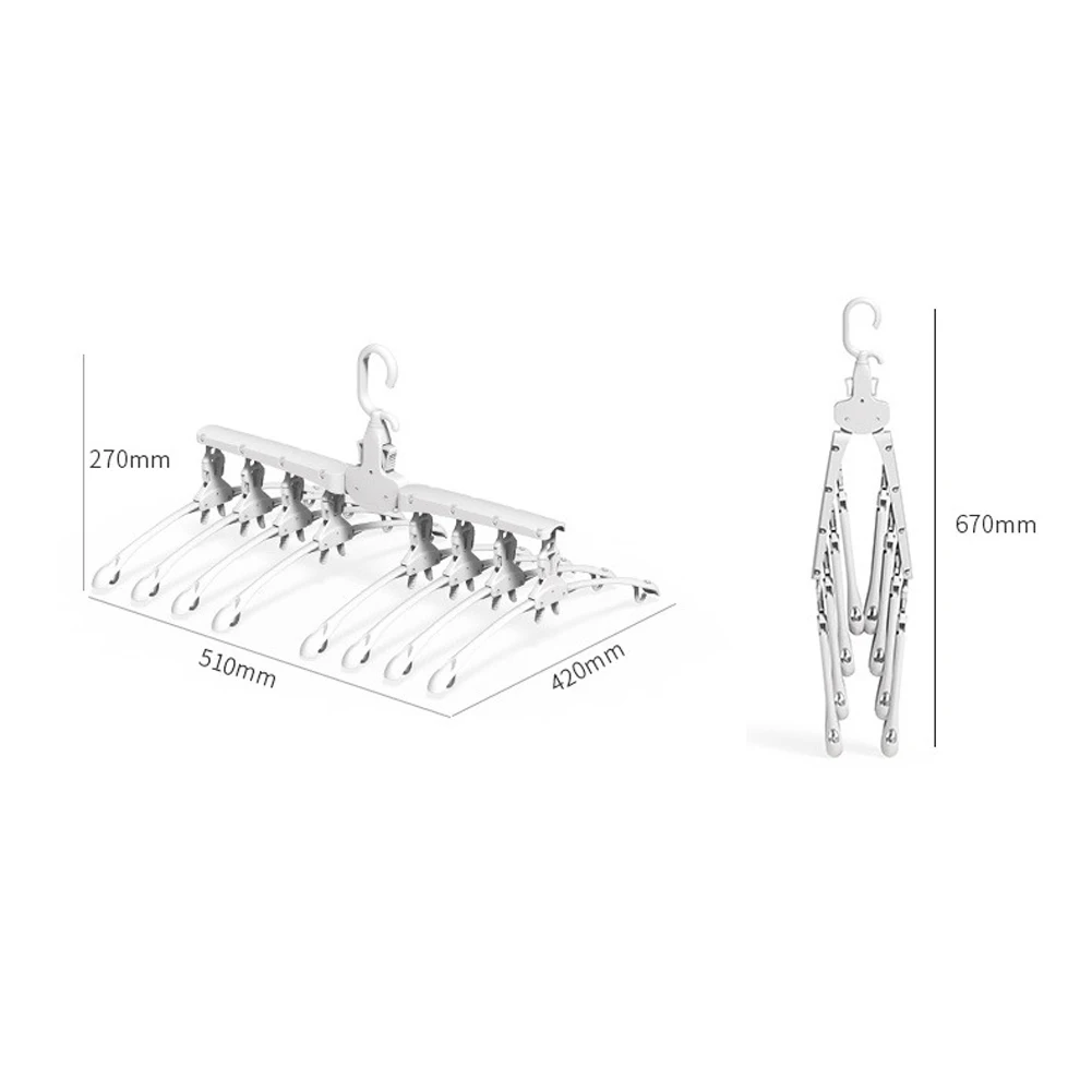 

Multifunctional Clothes Hanger 360 Rotation Saving Space Folding Shirt Rack with Removable Clips for Underwear