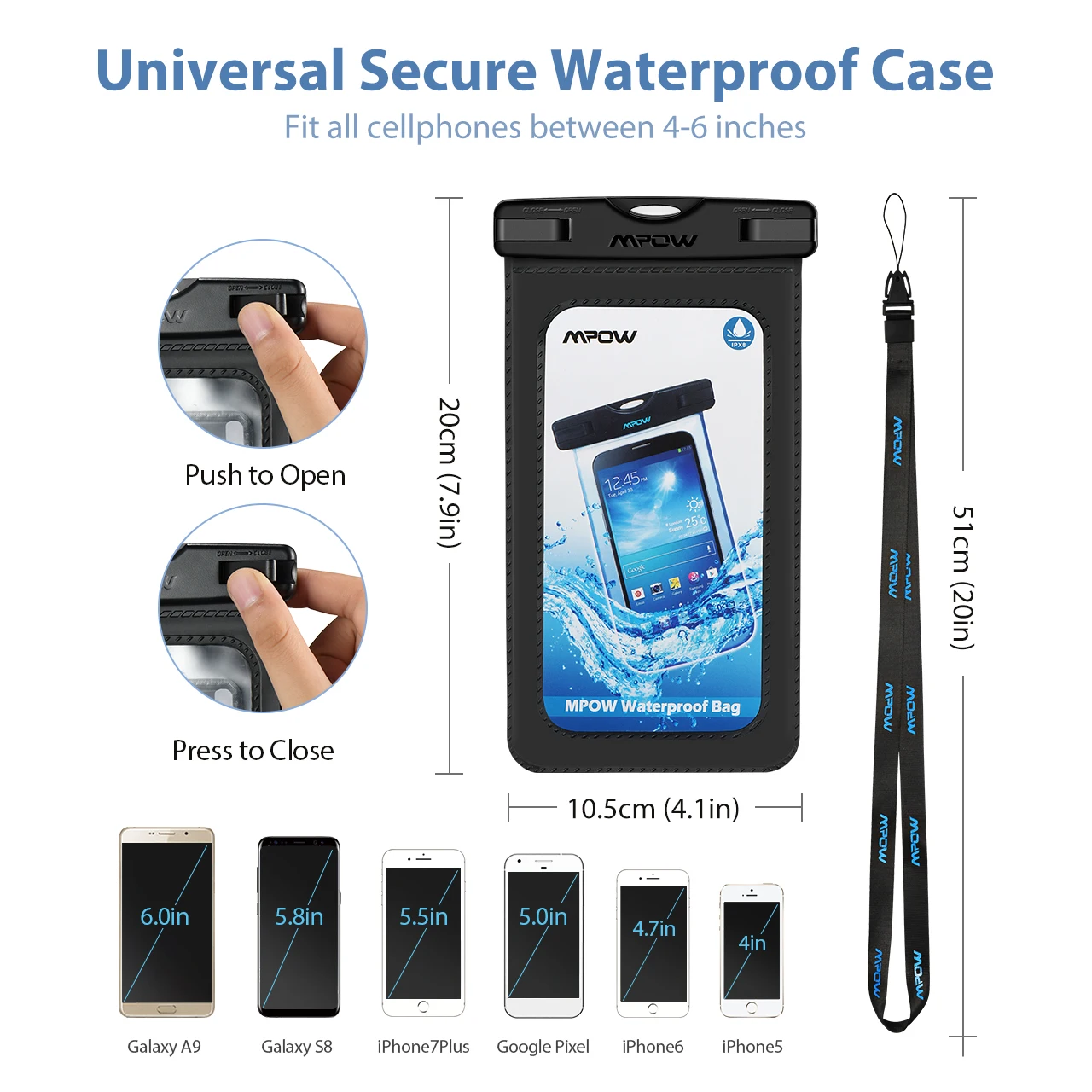 2pcs mpow waterproof phone bag case with armband waterproof ipx8 universal smartphone dry bag phone case pouch for iphone 1312 free global shipping