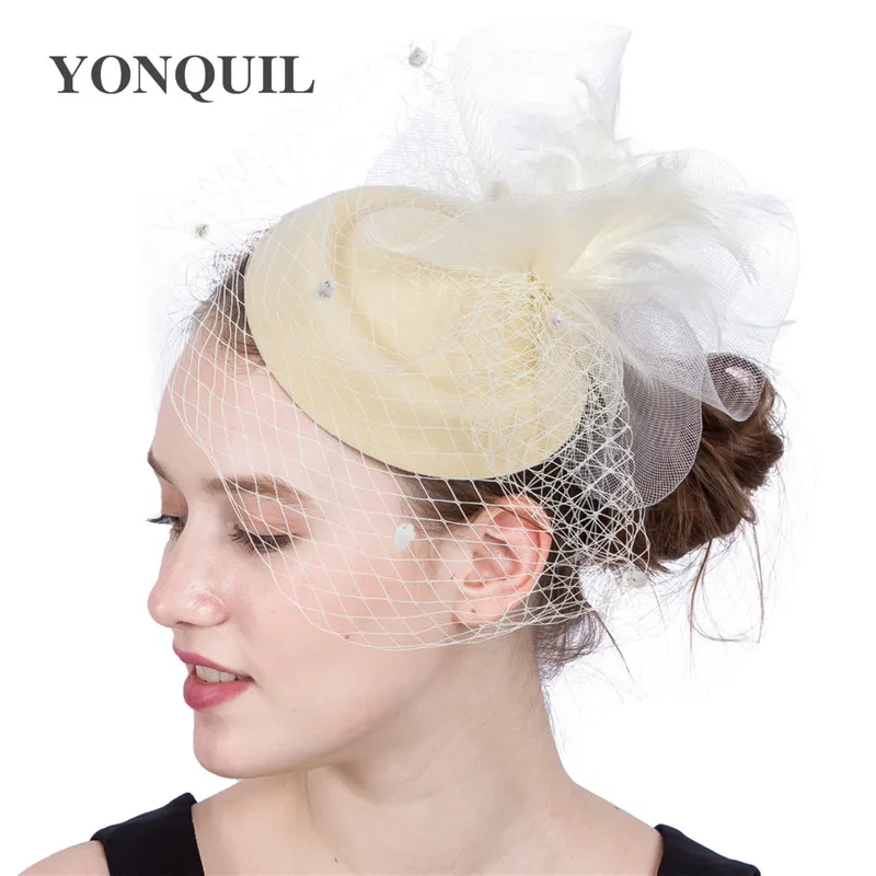 Кранолин Sinamay Вуалетка с цветами перьев Новое поступление множество цветов для