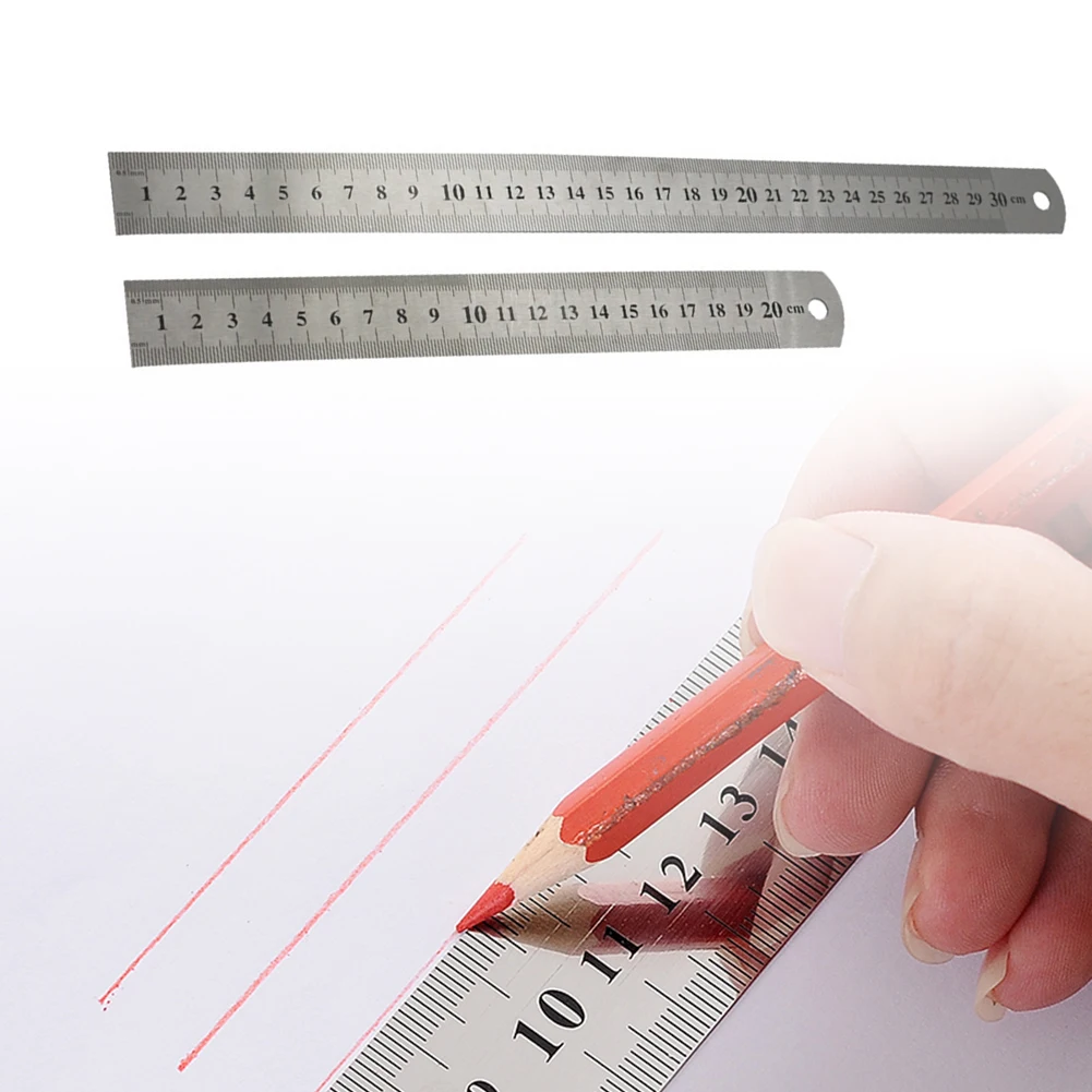 

2pcs Stainless steel ruler Metal Rulers Stainless Steel Double-sided Scale