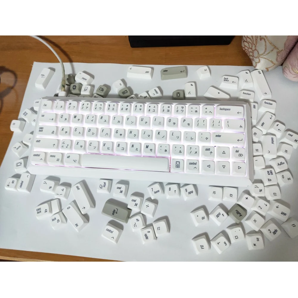 Чисто белый цвет Ретро стиль PBT Ключ Крышки для вишневого переключателя