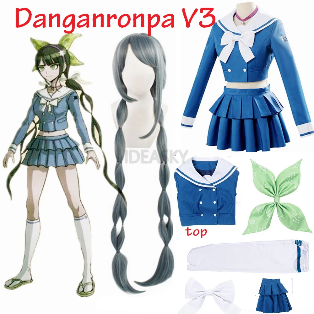 Женский костюм для косплея из аниме Danganronpa V3: Killing Harmony синий школьная форма