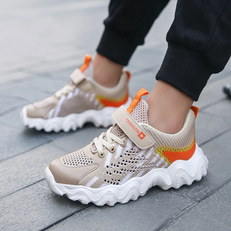 

New Boys Sport Shoes Knitted Mesh Kids Running Sneakers Breathable Lightweight Casual Walking Non-slip High Quality Size28-39