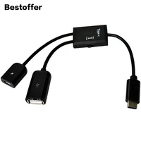 20cm 2in1 usb c 3 1 male to usb 2 0 a micro female host otg hub cable for apple mac