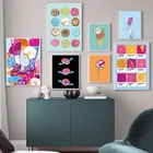 Картина на холсте с изображением вкусного цветного пончика мороженого, Скандинавская картина Пантон, настенные картины для кухни, украшение для дома