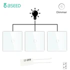 Настенные переключатели BSEED с диммером, 3 шт., 1 клавиша, 2 канала, сенсорный выключатель с регулируемой яркостью, прозрачная панель, настенные светодиодные светильник ключатели, 10 А